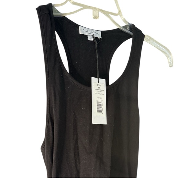 Michael Stars racerback ruched tank dress size M black NWT B-34 - Picture 2 of 4